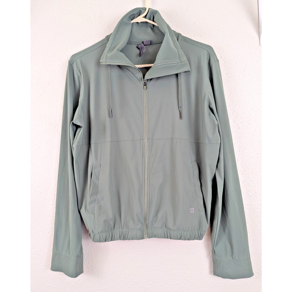 Sweaty Betty sz 0-2 Explorer Jacket green zips stretchy athletic 2855 - Picture 1 of 6